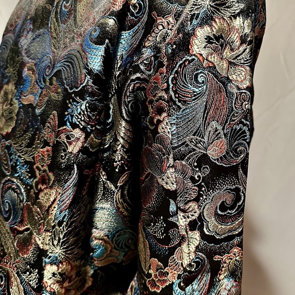 Black Satin Asian Style Blazer Jacket Size Medium - Picture 5 of 6